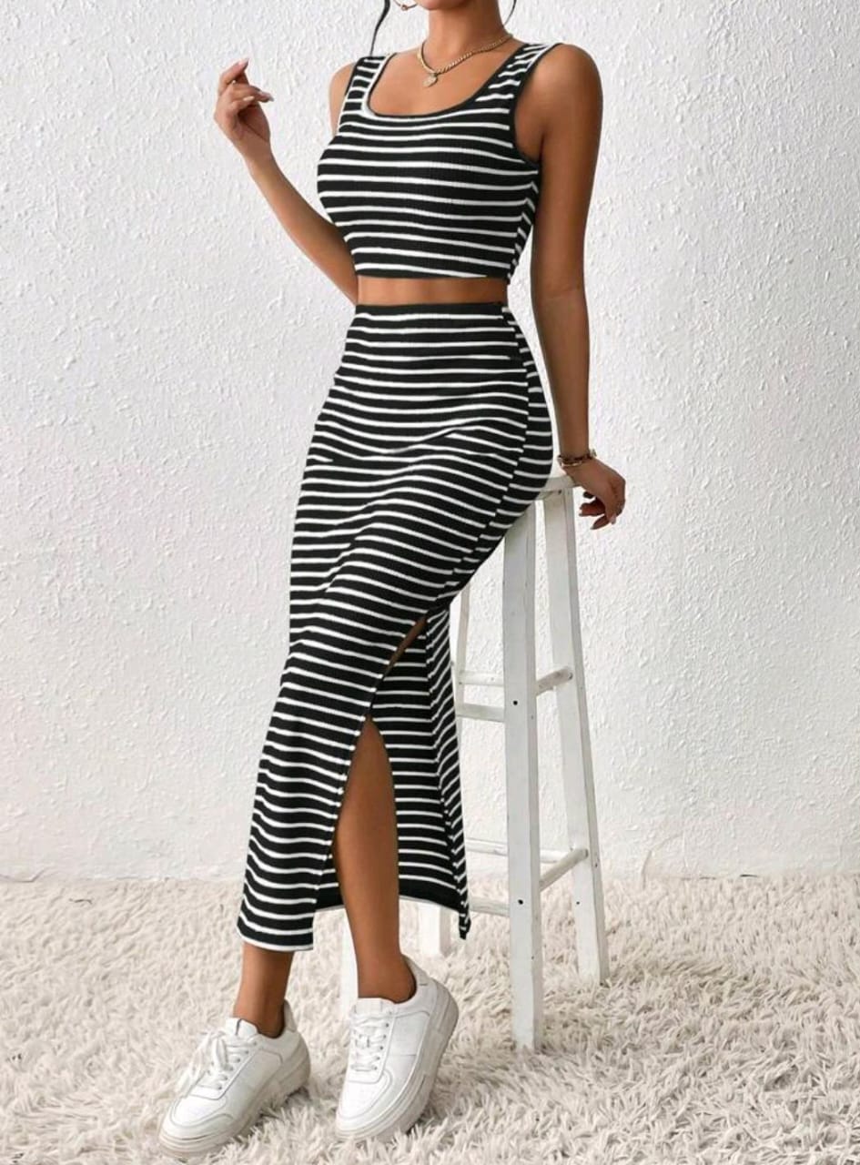 VESTIDO RAYADO COLOR NEGRO TALLA CH